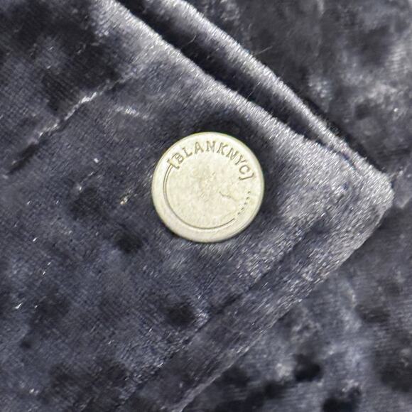 BLANKNYC Moto Jacket Women L Black Crushed Velvet Biker Zip Pocket Streetwear - Picture 7 of 14